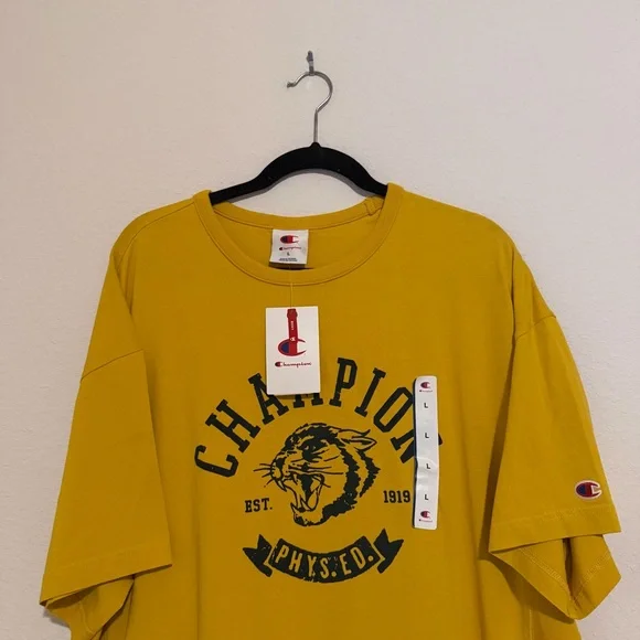 Champion physical education cougar tee lemon curry Large New - Picture 2 of 6